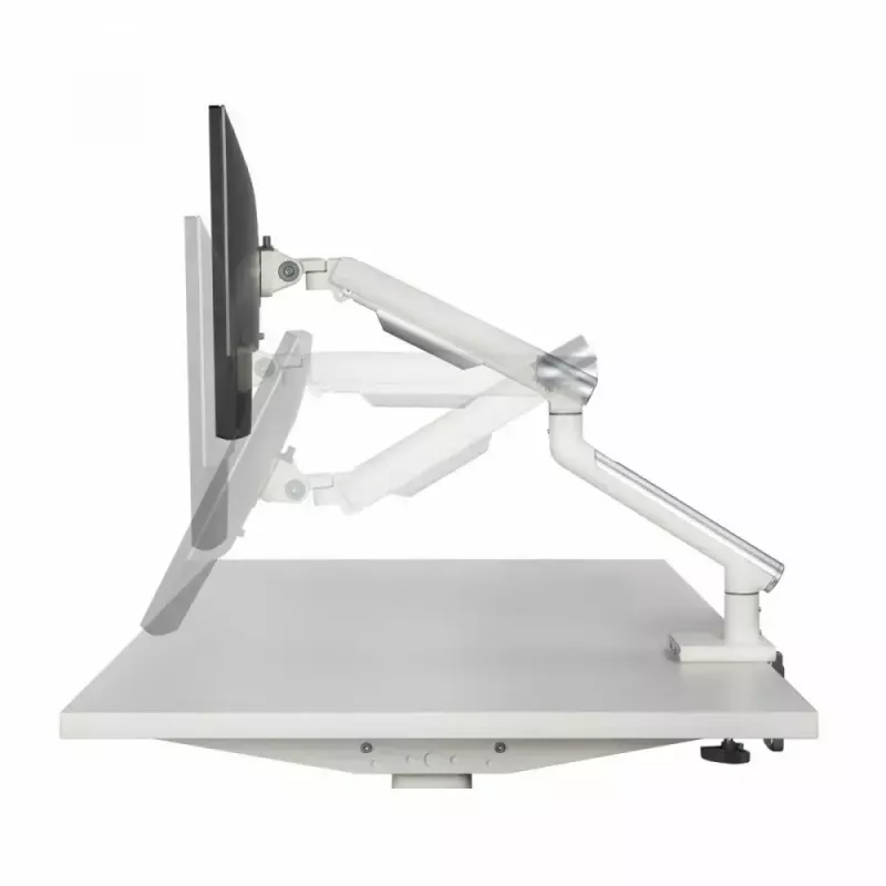 Monitora galda stiprinājums ART RAMM L-19GD 17–32 collu monitoriem, gāzes palīdzība, 2–9 kg, 2x USB 3.0, balts, skava