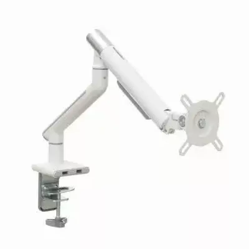 Monitora galda stiprinājums ART RAMM L-19GD 17–32 collu monitoriem, gāzes palīdzība, 2–9 kg, 2x USB 3.0, balts, skava