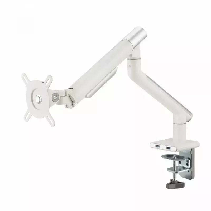 Monitora galda stiprinājums ART RAMM L-19GD 17–32 collu monitoriem, gāzes palīdzība, 2–9 kg, 2x USB 3.0, balts, skava