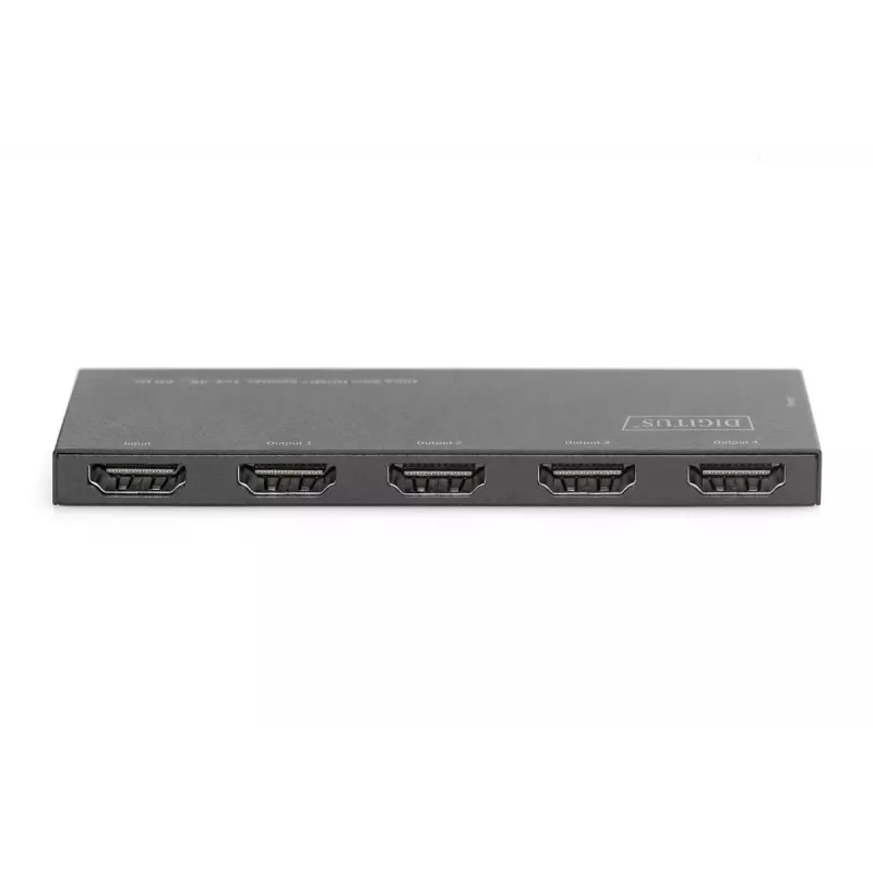 DIGITUS Ultra Slim HDMI Sadalītājs, 1x4, 4K/60Hz HDR, HDCP 2.2, 18 Gbps, Micro USB barošana