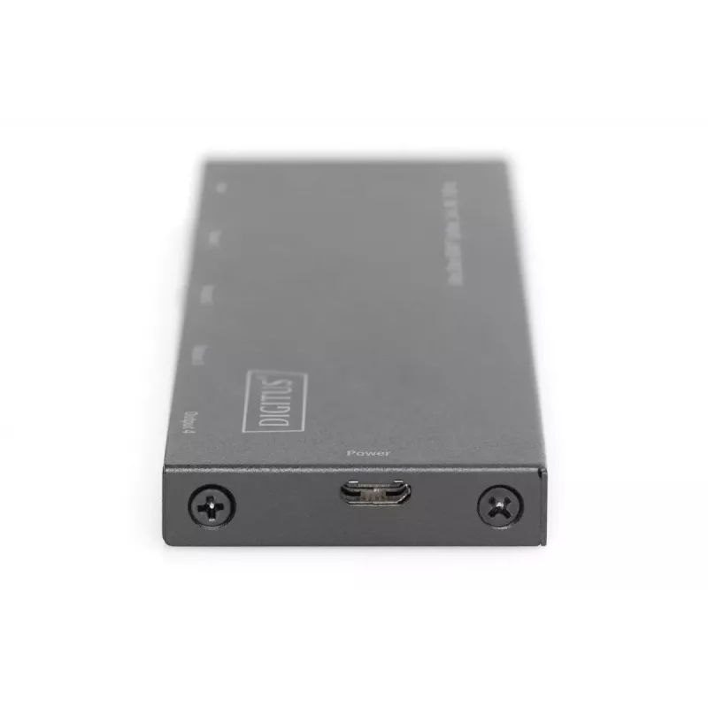 DIGITUS Ultra Slim HDMI Sadalītājs, 1x4, 4K/60Hz HDR, HDCP 2.2, 18 Gbps, Micro USB barošana