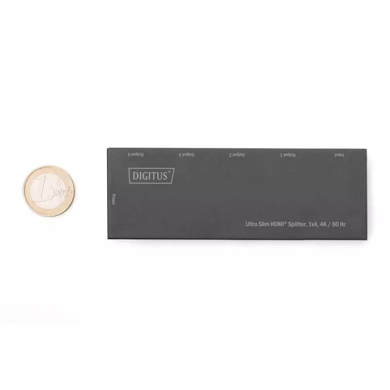 DIGITUS Ultra Slim HDMI Sadalītājs, 1x4, 4K/60Hz HDR, HDCP 2.2, 18 Gbps, Micro USB barošana