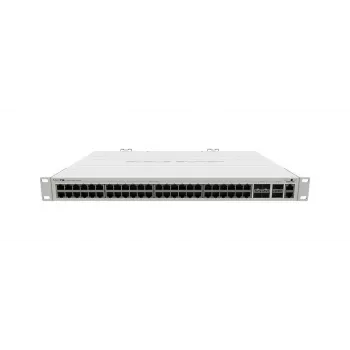 Pārvaldāms L2 Gigabit Ethernet komutators MikroTik CRS354-48G-4S+2Q+RM — 48x Gigabit RJ-45, 4x SFP+, 2x QSFP+, 10G, montējams statnē