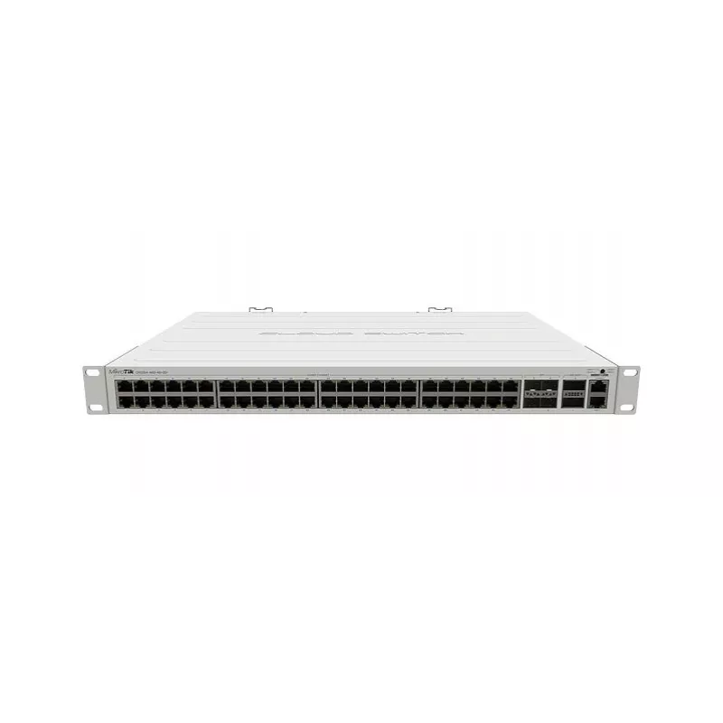 Pārvaldāms L2 Gigabit Ethernet komutators MikroTik CRS354-48G-4S+2Q+RM — 48x Gigabit RJ-45, 4x SFP+, 2x QSFP+, 10G, montējams statnē