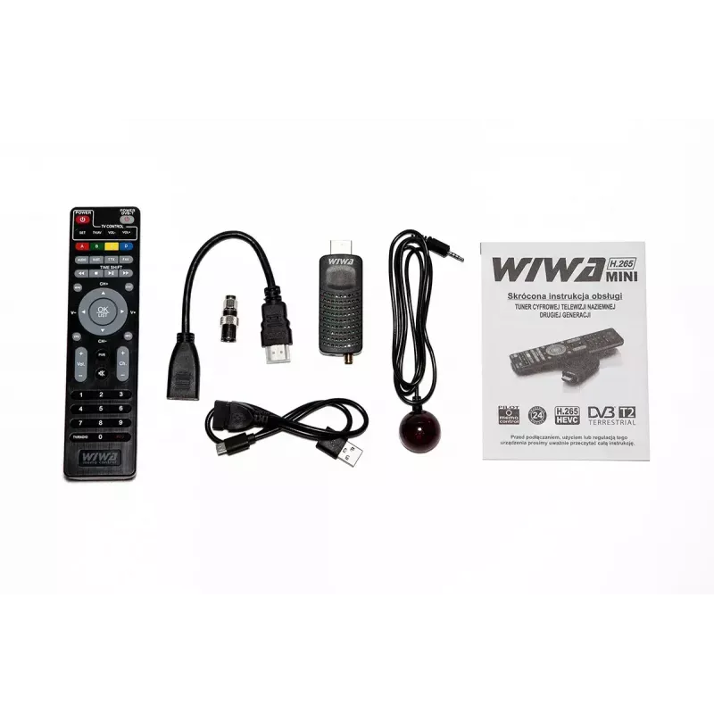 DVB-T/DVB-T2 uztvērējs WIWA H.265 MINI — H.265 HD digitālais virszemes uztvērējs, Full HD, HDMI, USB, 5V/1.5A