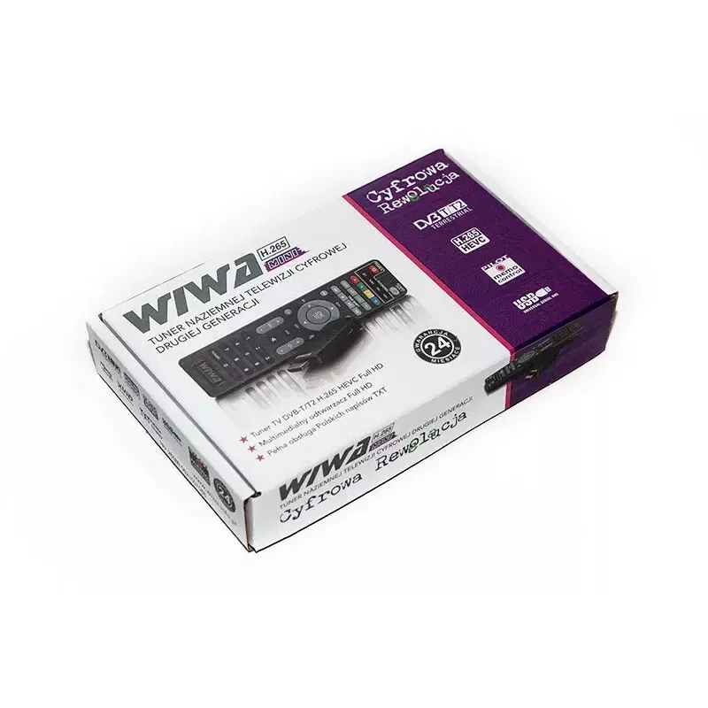 DVB-T/DVB-T2 uztvērējs WIWA H.265 MINI — H.265 HD digitālais virszemes uztvērējs, Full HD, HDMI, USB, 5V/1.5A