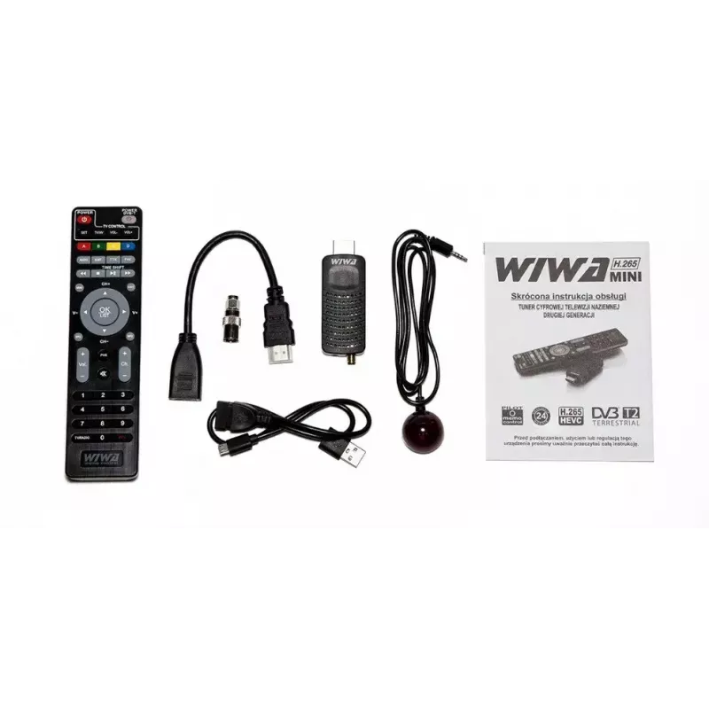 DVB-T/DVB-T2 uztvērējs WIWA H.265 MINI — H.265 HD digitālais virszemes uztvērējs, Full HD, HDMI, USB, 5V/1.5A