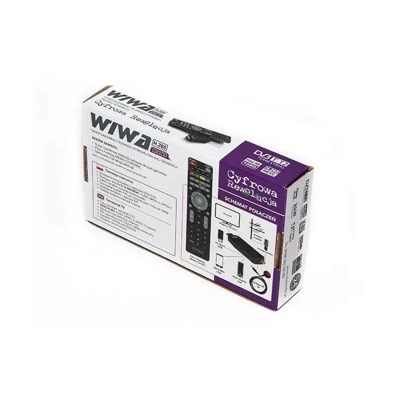 DVB-T/DVB-T2 uztvērējs WIWA H.265 MINI — H.265 HD digitālais virszemes uztvērējs, Full HD, HDMI, USB, 5V/1.5A