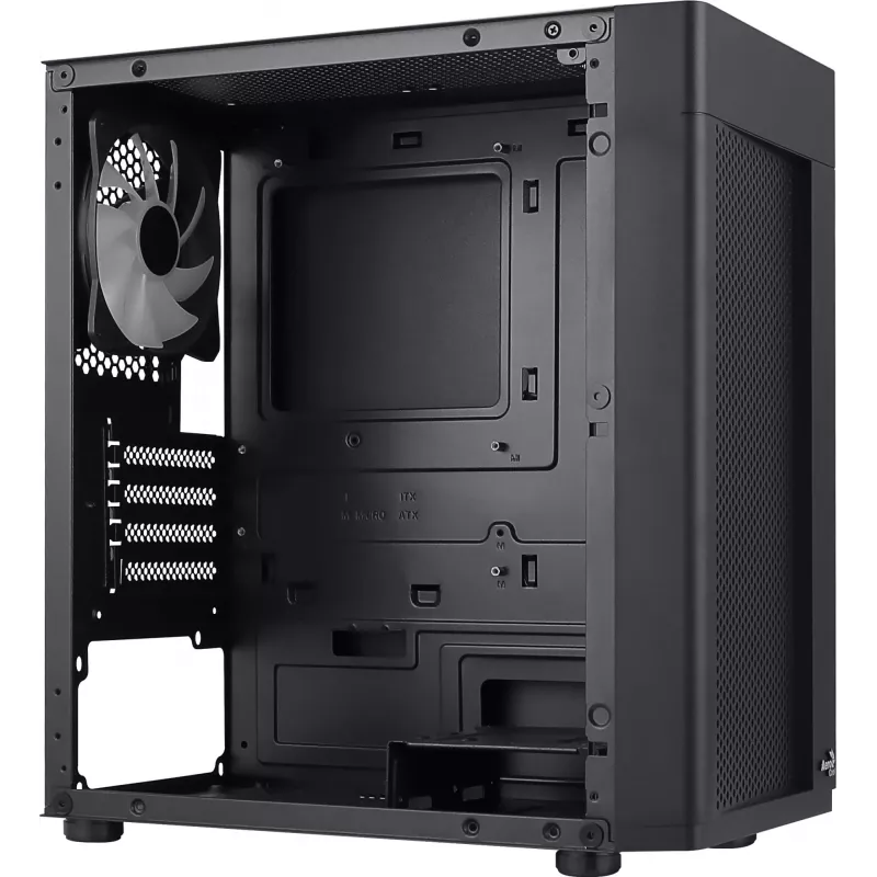 Aerocool HEXFORMBKV2 Micro ATX datora korpuss ar 3 FRGB melniem ventilatoriem