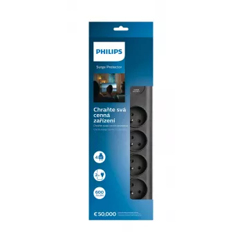 Pārsprieguma aizsargs Philips SPN7040BA/60 6 maiņstrāvas kontaktligzdas 600 J 2 m Melns