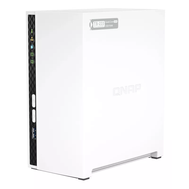 QNAP TS-233 NAS/glabāšanas serveris Tornis ARM Cortex-A55 2 GB 0 TB QNAP QTS Balts