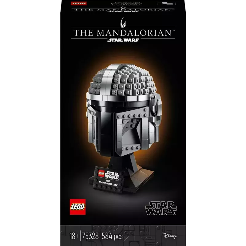 Konstrukciju rotaļlieta LEGO Mandalorietis ķivere 75328 — Zvaigžņu karu displeja modelis, kolekcionējams būvkomplekts, 584 gab., vecumam 18+
