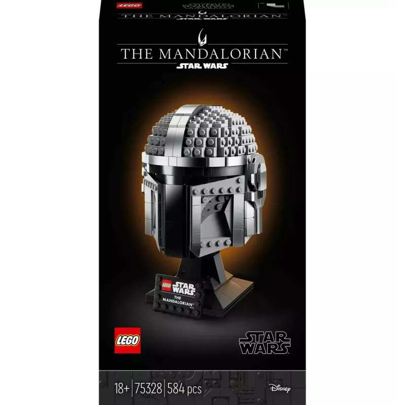 Konstrukciju rotaļlieta LEGO Mandalorietis ķivere 75328 — Zvaigžņu karu displeja modelis, kolekcionējams būvkomplekts, 584 gab., vecumam 18+
