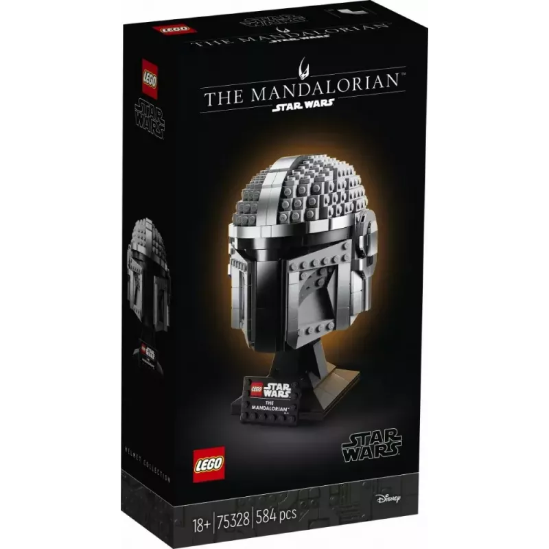 Konstrukciju rotaļlieta LEGO Mandalorietis ķivere 75328 — Zvaigžņu karu displeja modelis, kolekcionējams būvkomplekts, 584 gab., vecumam 18+