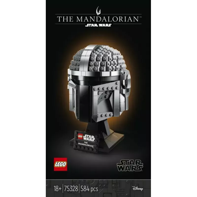 Konstrukciju rotaļlieta LEGO Mandalorietis ķivere 75328 — Zvaigžņu karu displeja modelis, kolekcionējams būvkomplekts, 584 gab., vecumam 18+