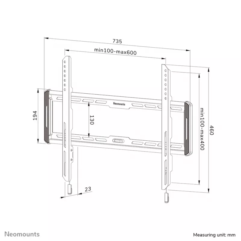 TV sienas stiprinājums Neomounts WL30-550BL16 maks. 60 kg 42-86 collas VESA 100x100-600x400