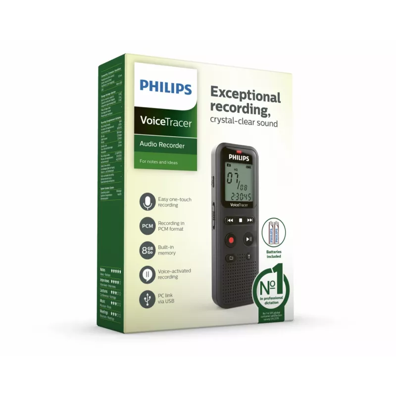 Philips VoiceTracer 8 kHz Melns