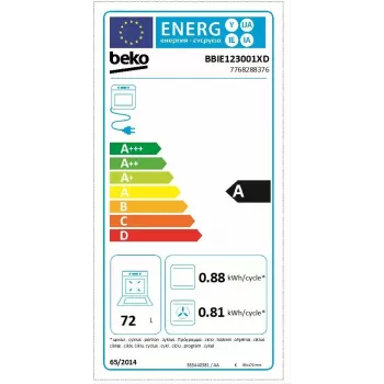 Iebūvējamā elektriskā cepeškrāsns BEKO BBIE123001XD, 72 L, nerūsējošais tērauds, skārienvadība, tvaika tīrīšana, grils, izvelkamā sliede
