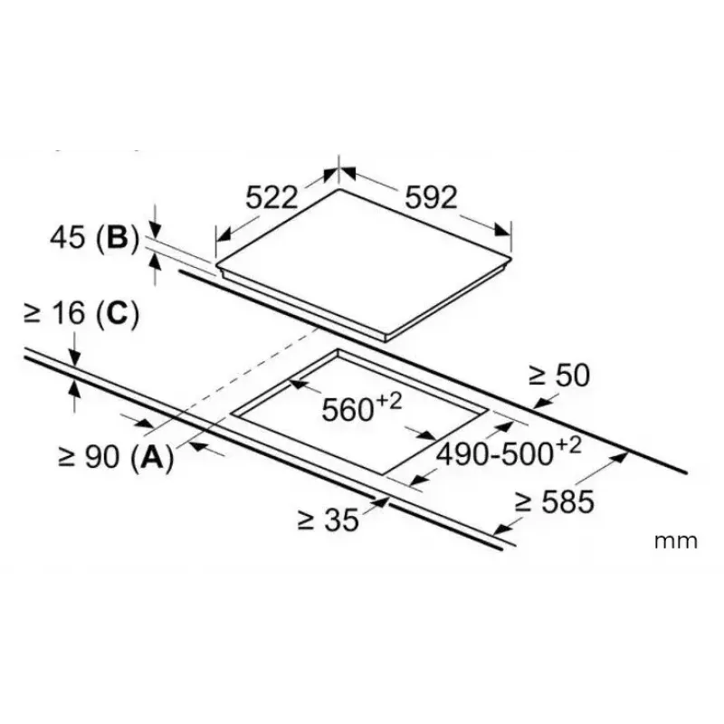 Bosch Serie 6 PKE611FP2E plīts virsma Melna Iebūvējama 60 cm Keramikas plīts virsma 4 zonas