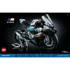 LEGO Technic motocikla modelis BMW M1000RR 42130 ar detalizētu dzinēju un strādājošu balstiekārtu