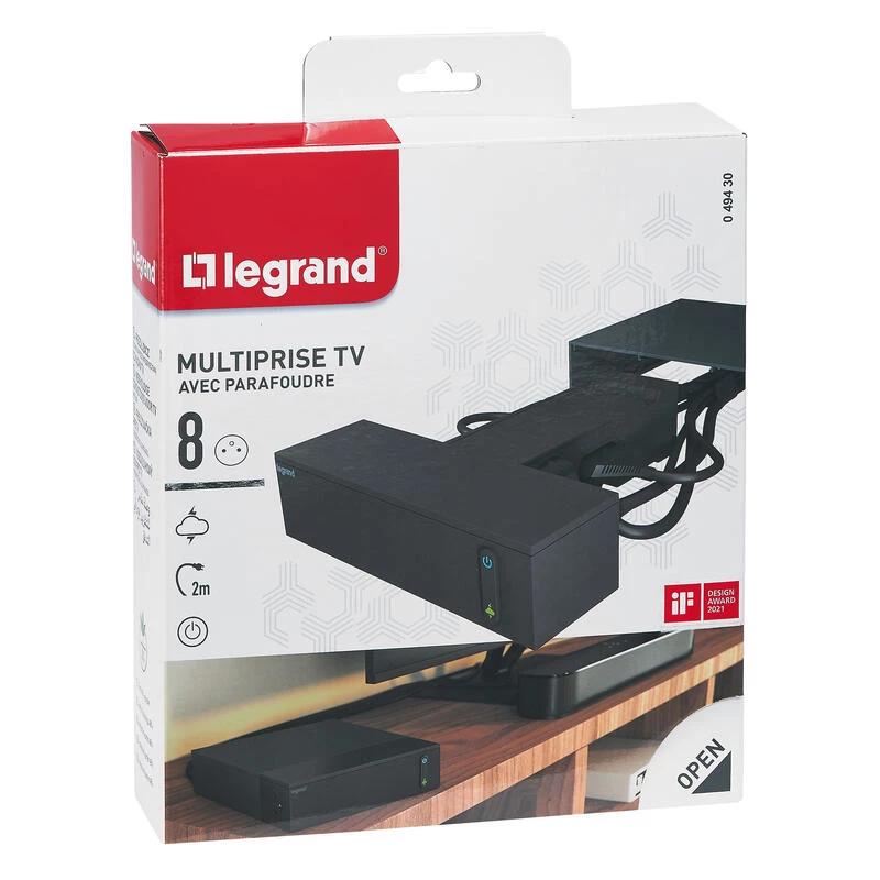 Legrand 049430 power extension 2 m 8 AC outlet(s) iekštelpu Melns