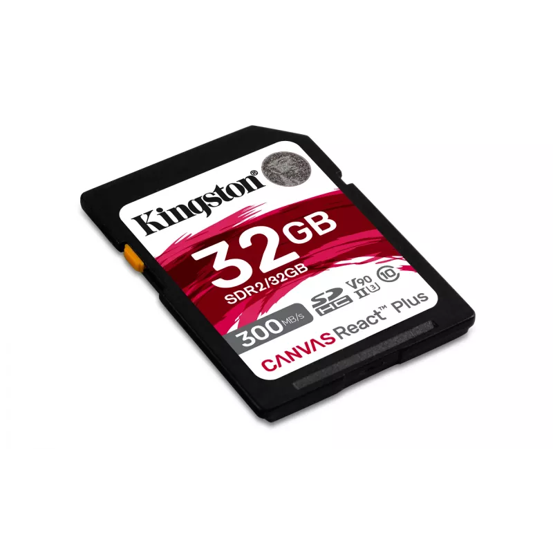 Kingston Technology 32GB Canvas React Plus SDHC UHS-II 300R/260W U3 V90 Full HD/4K/8K