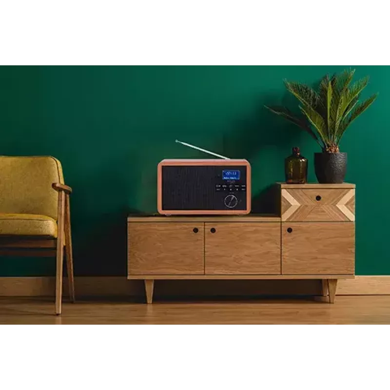 Pārnēsājamais radio Adler AD 1184 ar DAB+/FM/AM digitālo uztvērēju, Bluetooth 5.0, 15W, SD/USB, modinātājpulksteni, melns/koks