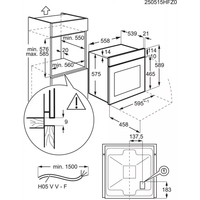 Electrolux EOF3H50BX 65 L Nerūsējošais tērauds