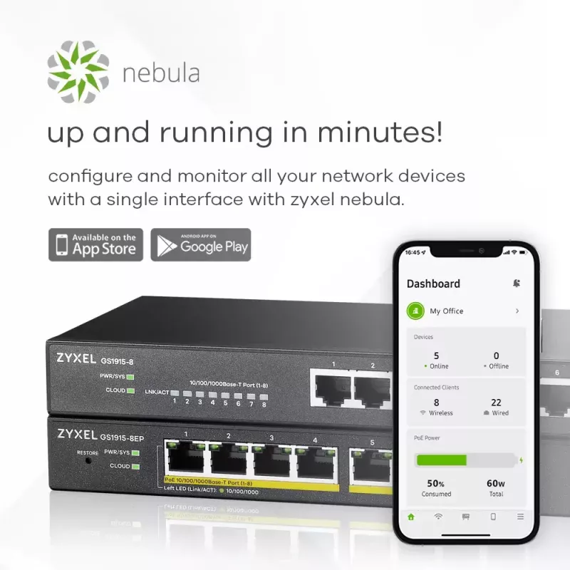 Zyxel GS1915-8 pārvaldāms L2 Gigabit Ethernet (10/100/1000) Melns