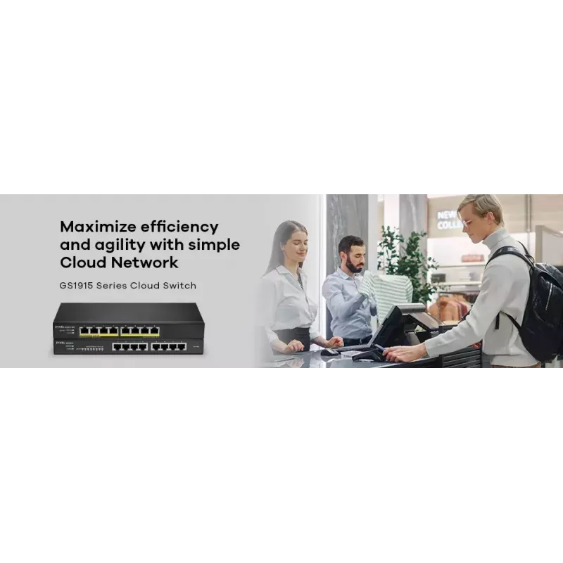 Zyxel GS1915-8 pārvaldāms L2 Gigabit Ethernet (10/100/1000) Melns