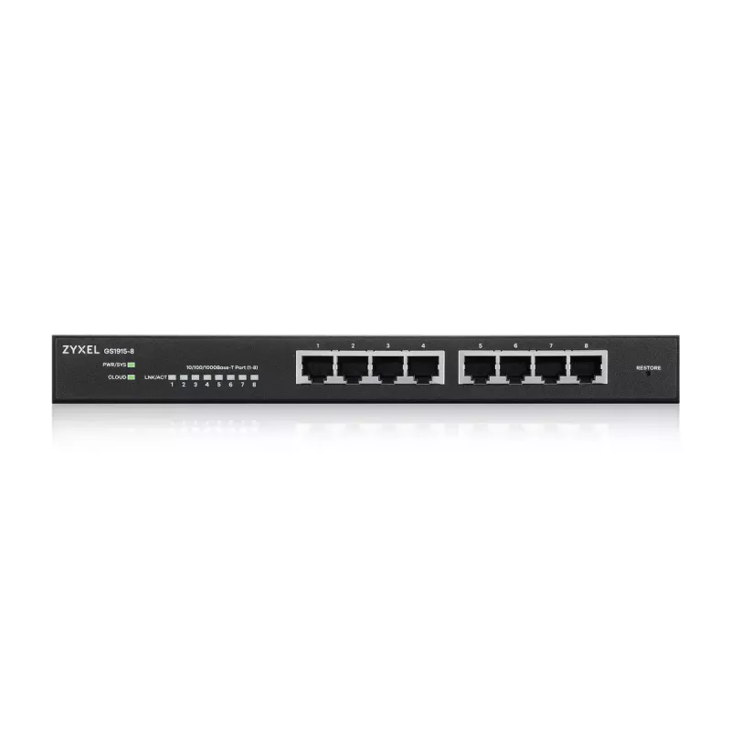 Zyxel GS1915-8 pārvaldāms L2 Gigabit Ethernet (10/100/1000) Melns