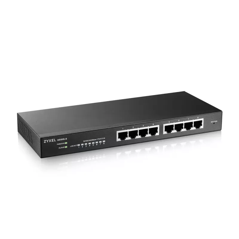 Zyxel GS1915-8 pārvaldāms L2 Gigabit Ethernet (10/100/1000) Melns