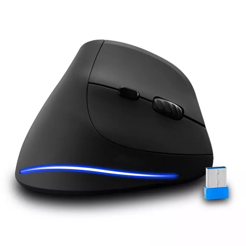 Bezvadu vertikālā pele MEDIA-TECH MT1123, melna, 2400 DPI, 5 pogas, RF USB uztvērējs