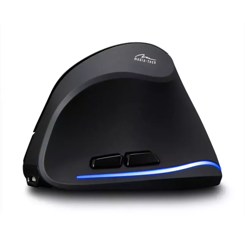 Bezvadu vertikālā pele MEDIA-TECH MT1123, melna, 2400 DPI, 5 pogas, RF USB uztvērējs