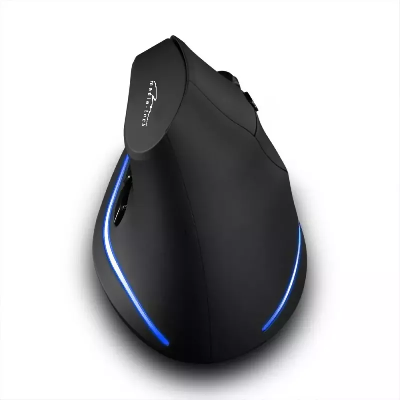 Bezvadu vertikālā pele MEDIA-TECH MT1123, melna, 2400 DPI, 5 pogas, RF USB uztvērējs