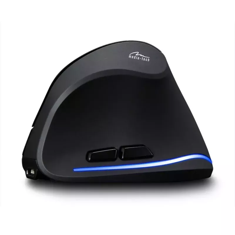 Bezvadu vertikālā pele MEDIA-TECH MT1123, melna, 2400 DPI, 5 pogas, RF USB uztvērējs