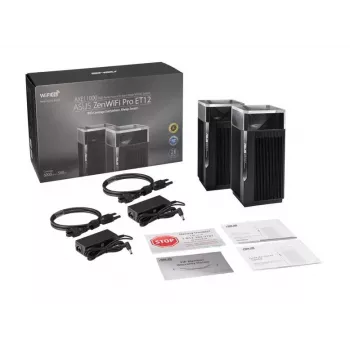 ASUS ZenWiFi Pro ET12 Tri-band (2.4 GHz / 5 GHz / 6 GHz) Wi-Fi 6E (802.11ax) Melns 3 Iekšējās