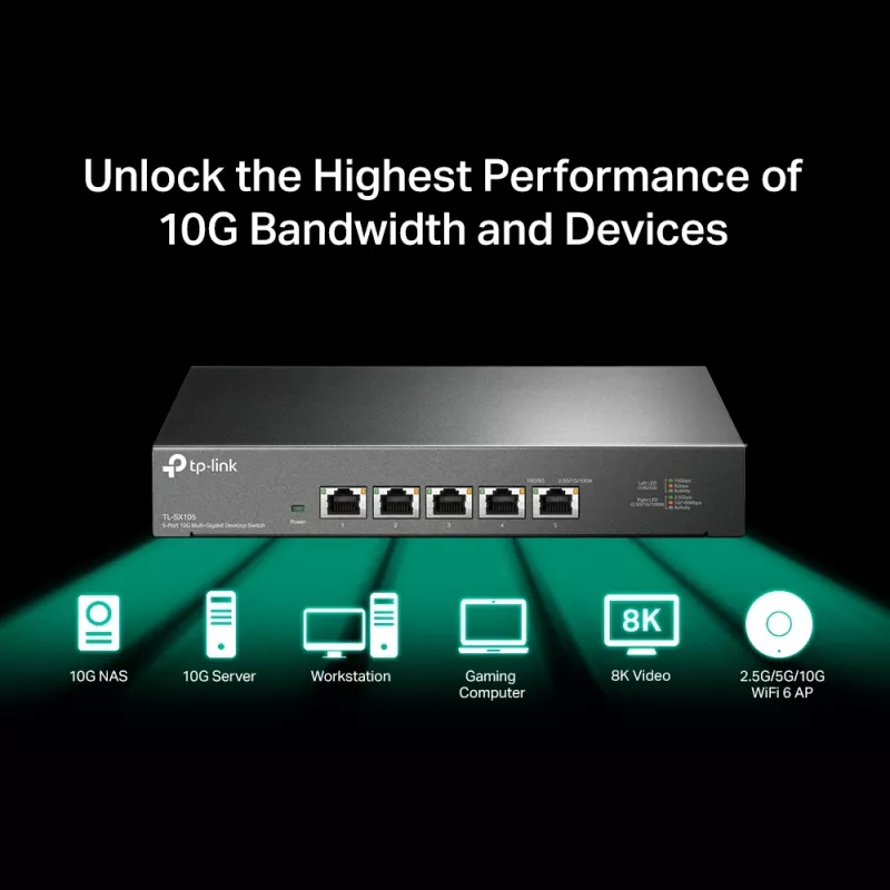 Nepārvaldāms slēdzis TP-Link TL-SX105 5 portu 10G galddatora slēdzis