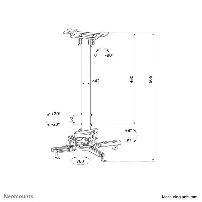 Griestu stiprinājums Neomounts CL25-540BL1 melns 35 kg