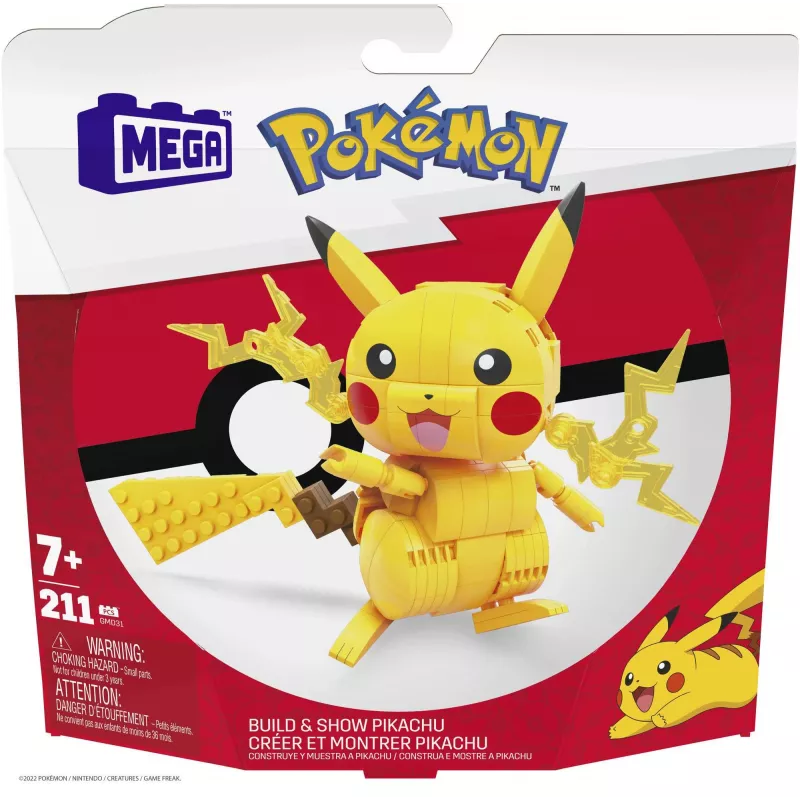 MEGA Pokémon Būvkomplekts Pikaču (211 detaļas) ar 1 darbības figūru bērniem