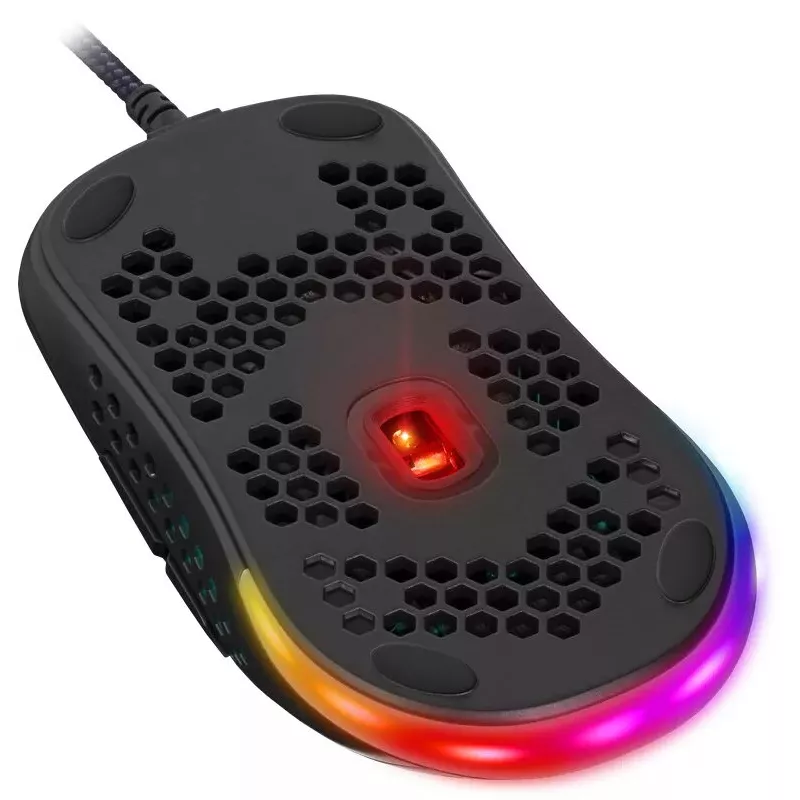 Gaming pele DEFENDER SHEPARD GM-620L — optiskā, ambidekstrāla/labā roka, līdz 12800 DPI, 6–7 pogas, USB Type-A, melna, 1,7 m kabelis