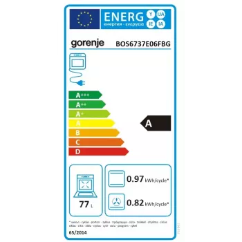 Iebūvējamā cepeškrāsns Gorenje BOS6737E06FBG — 77 L daudzfunkcionāla, EcoClean, tvaiks, konvekcija, mehāniskā vadība, 59,5×59,5 cm, melna