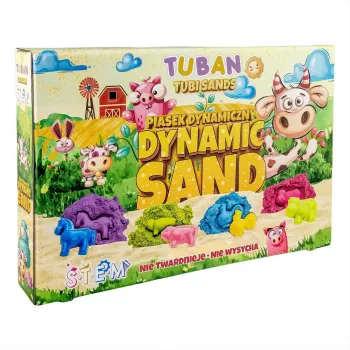 Bērnu kinētiskās smiltis Tuban DYNAMIC SAND SET – FARM Daudzkrāsains