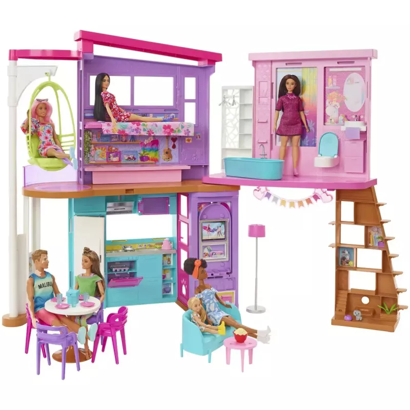Barbie brīvdienu mājas rotaļu komplekts ar 30+ detaļām, rotaļlieta bērniem no 3 gadu vecuma