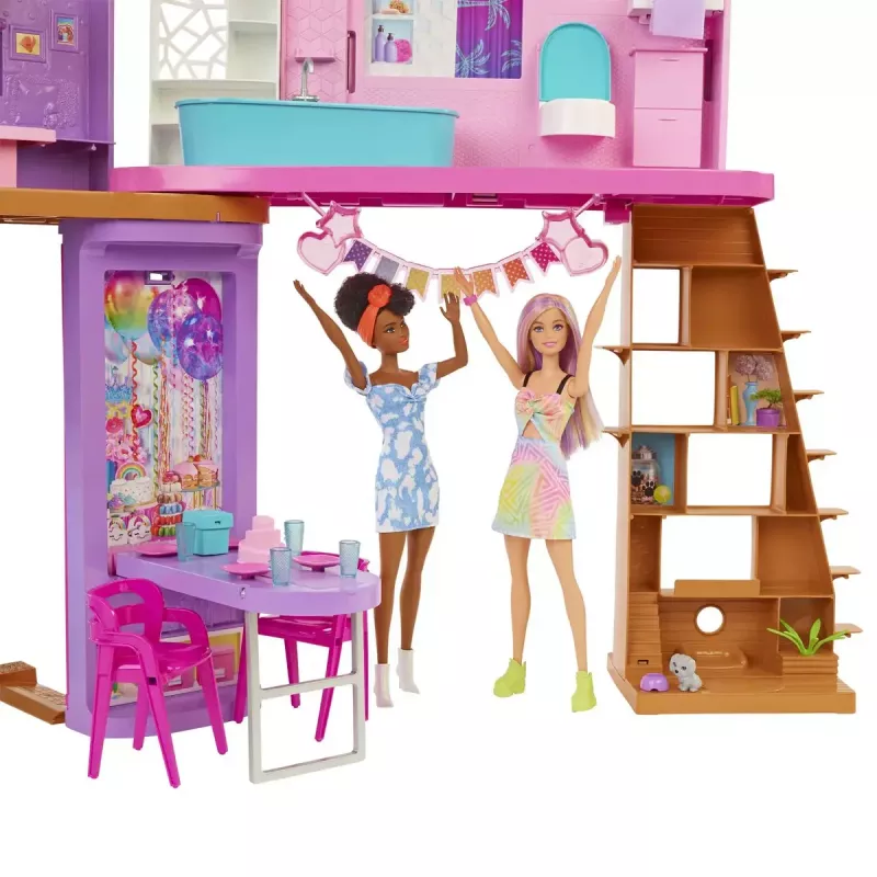 Barbie brīvdienu mājas rotaļu komplekts ar 30+ detaļām, rotaļlieta bērniem no 3 gadu vecuma