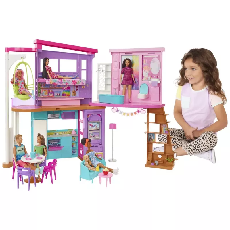 Barbie brīvdienu mājas rotaļu komplekts ar 30+ detaļām, rotaļlieta bērniem no 3 gadu vecuma