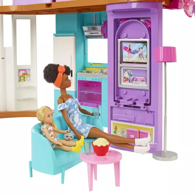 Barbie brīvdienu mājas rotaļu komplekts ar 30+ detaļām, rotaļlieta bērniem no 3 gadu vecuma