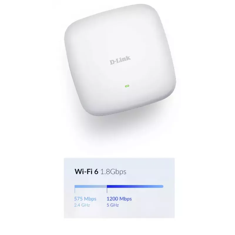 D-Link AX1800 Wi-Fi 6 divjoslu PoE piekļuves punkts