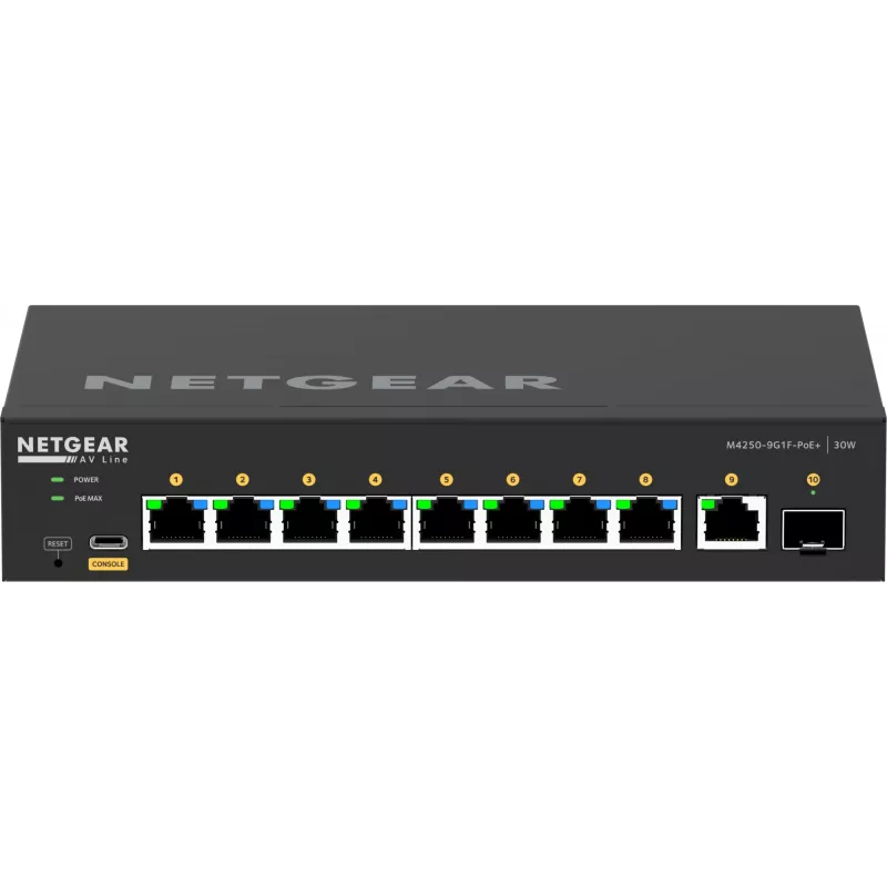 Pārvaldāms slēdzis NETGEAR GSM4210PD-100EUS 8x1G PoE+ 110W 1xSFP