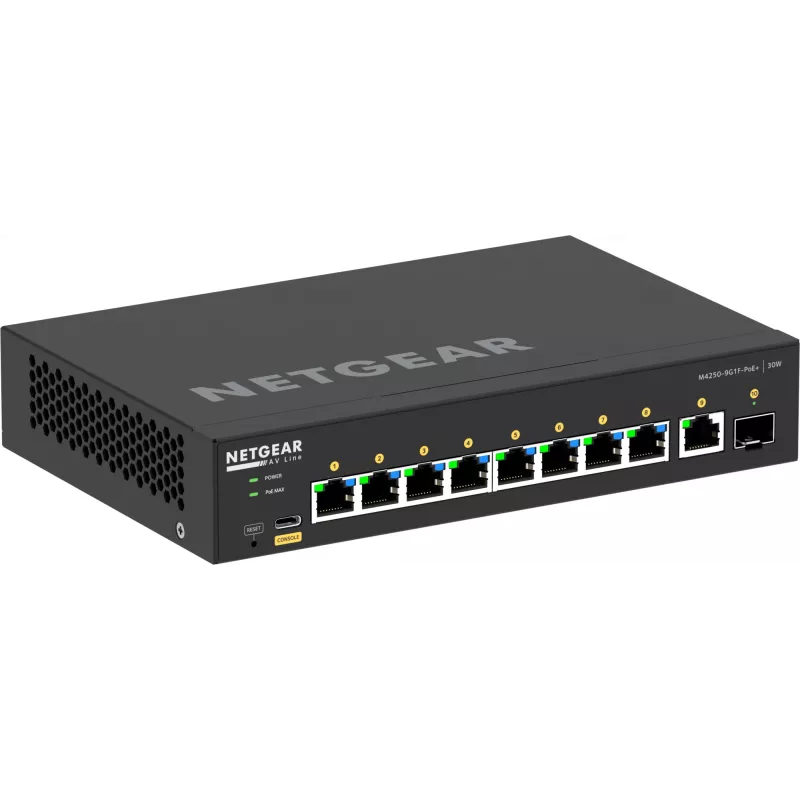 Pārvaldāms slēdzis NETGEAR GSM4210PD-100EUS 8x1G PoE+ 110W 1xSFP